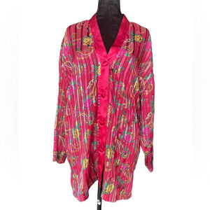 Victoria’s Secret Red Satin Floral & Paisley Vintage Nightgown Sleep Shirt Sz L